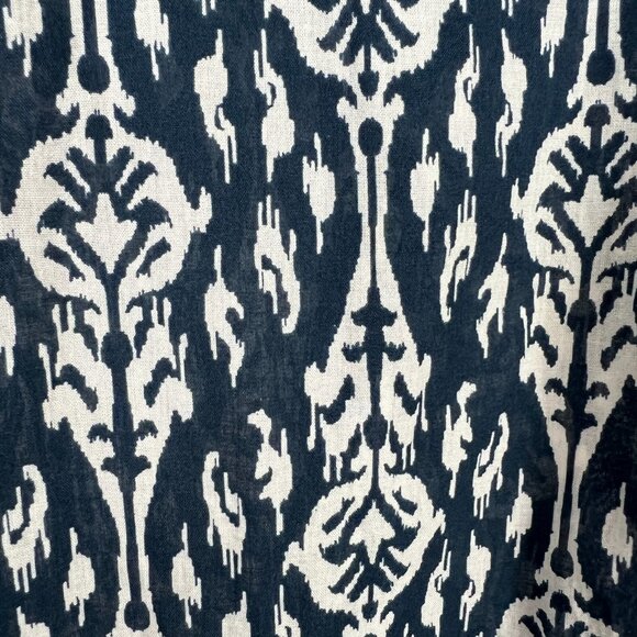 Zara Pants Womens Large Blue Off White Print Straight Leg Button Fly Lightweight - Picture 11 of 16